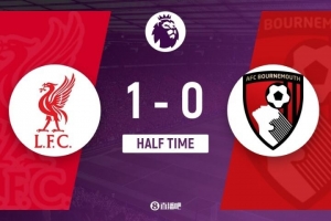 半场-利物浦1-0伯恩茅斯 埃基蒂克连场破门并致敬若塔